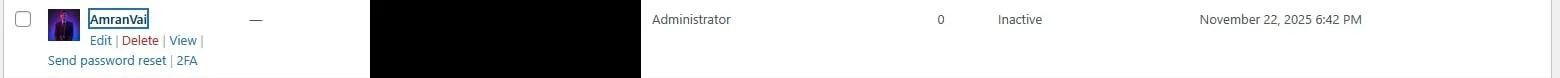 The hidden AmranVai administrator account revealed after bypassing the CSS-hidden UI