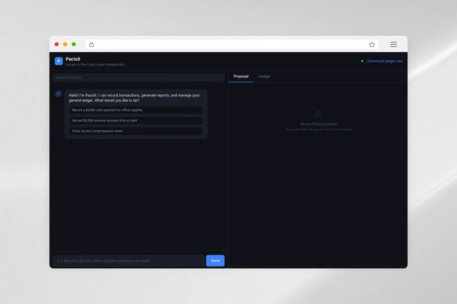 Pacioli proposal-review dashboard