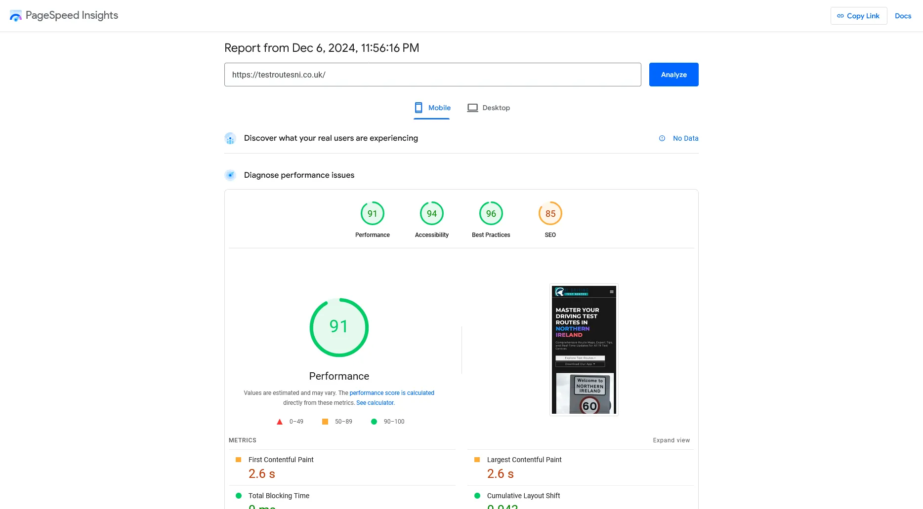 Page Speed Insight for Phone