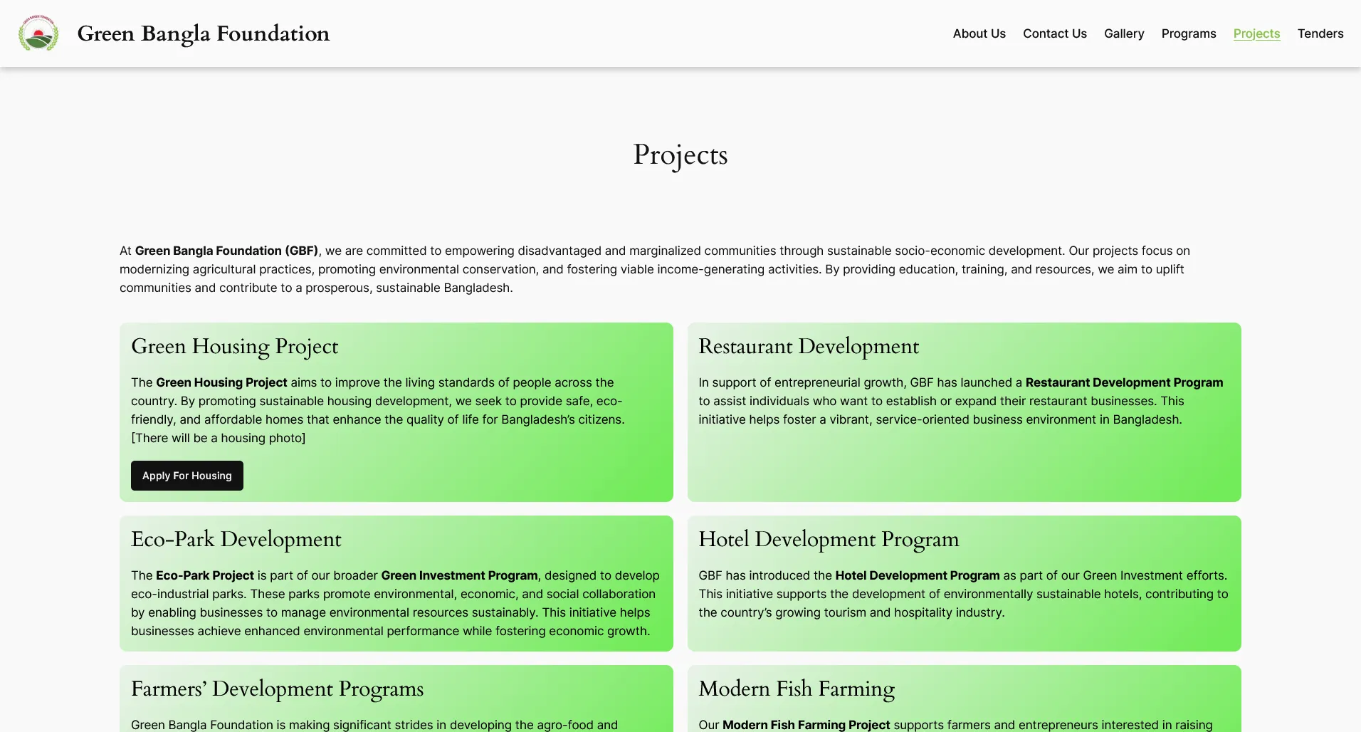 Projects Page